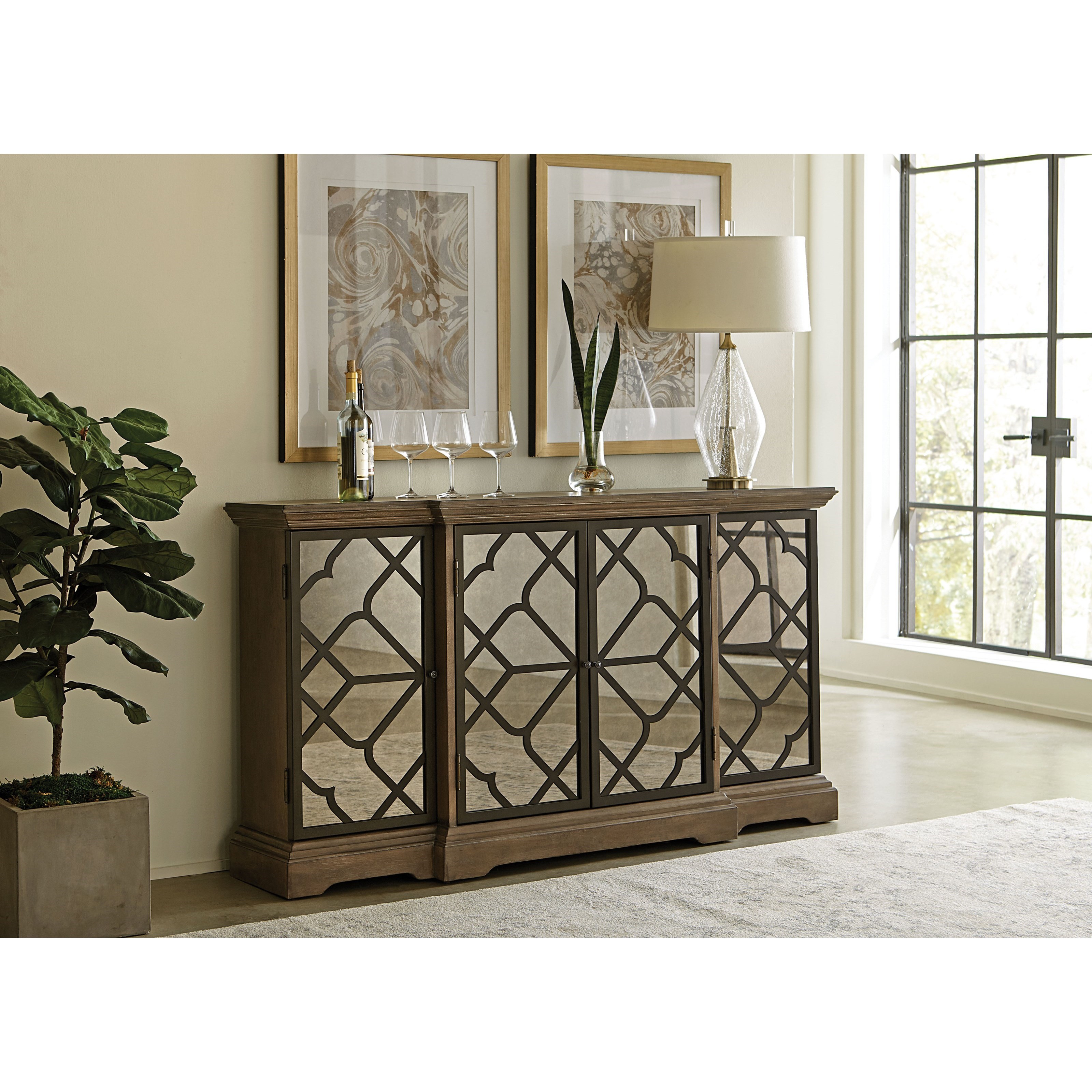 Hammary Hidden Treasures Transitional Fret Cabinet With Wire Management